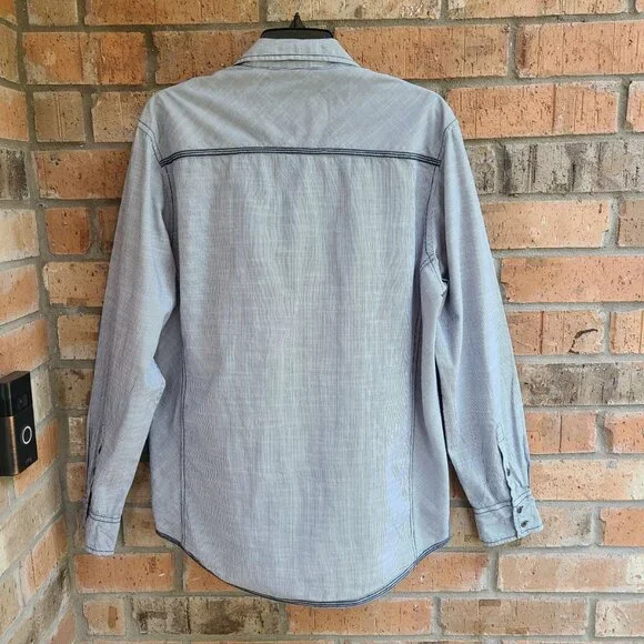 BKE Mens Shirt Size L Striped Standard Fit Long Sleeves Western 100% Cotton - Picture 9 of 11